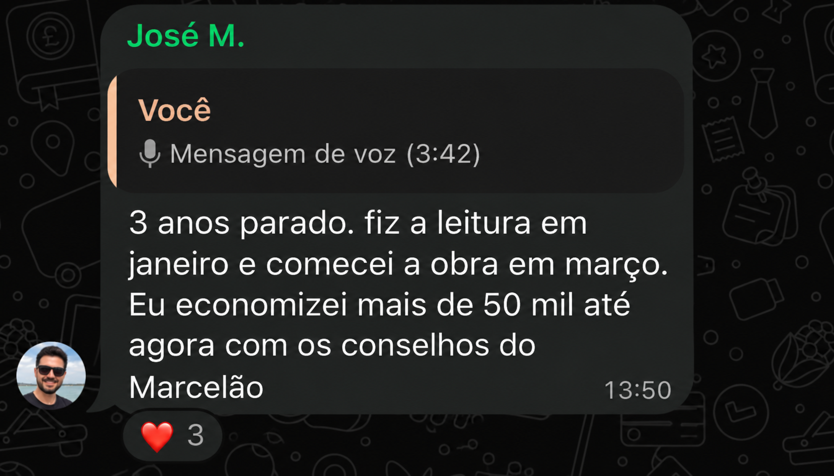 Depoimento de José sobre a leitura do terreno