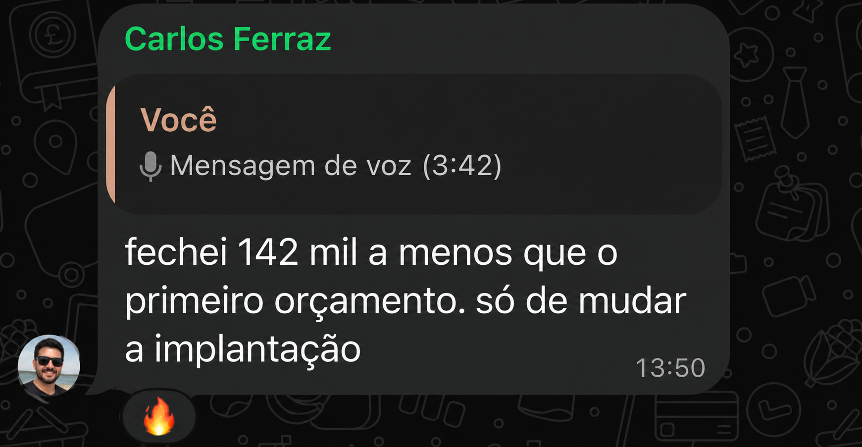 Depoimento de Carlos Ferraz sobre economia na implantação